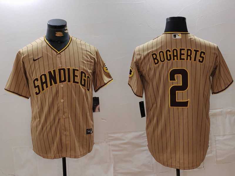 Men%27s San Diego Padres #2 Xander Bogaerts Khaki Cool Base Stitched Jersey